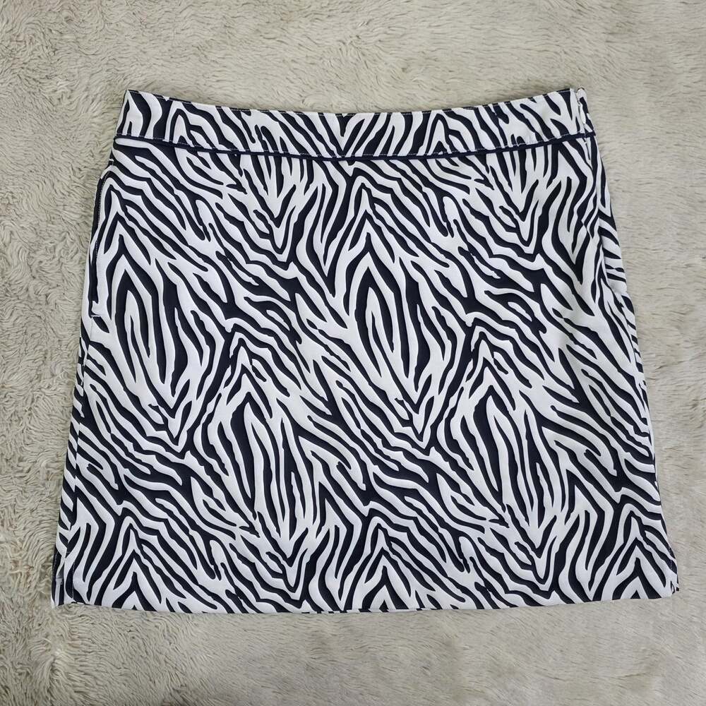 Greg Norman Womens 6 Golf Tennis Pickleball Skirt Skort Black White Animal Print